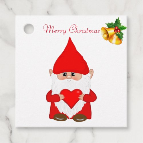 Cute Christmas Gnome and Christmas Bells Favor Tags