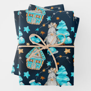 Cute Christmas Gnome and Decorations Wrapping Paper Sheets