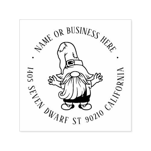 Cute Christmas Gnome Cartoon Name Return Address Self_inking Stamp