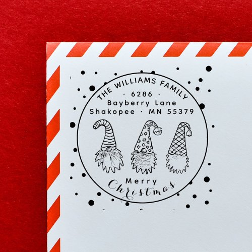 Cute Christmas Gnome Christmas Return Address Self_inking Stamp