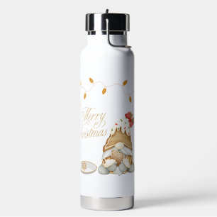 Cute Christmas Gnome Eating Christmas Cookie Water Bottle