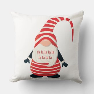 Cute Christmas Gnome Fa La La Big Throw Pillow 