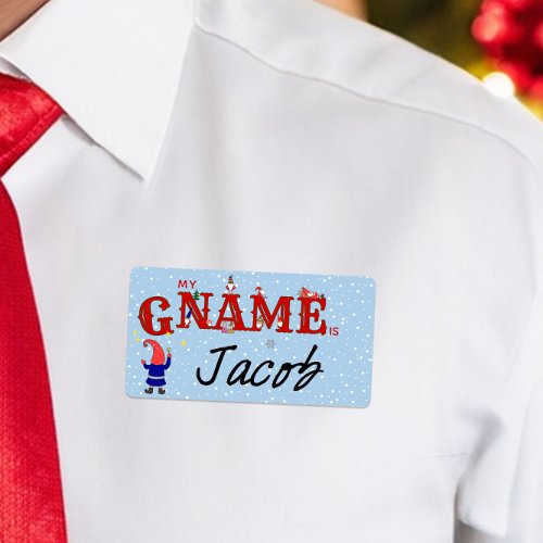 Cute Christmas Gnome Hello My Name Is Name Tags
