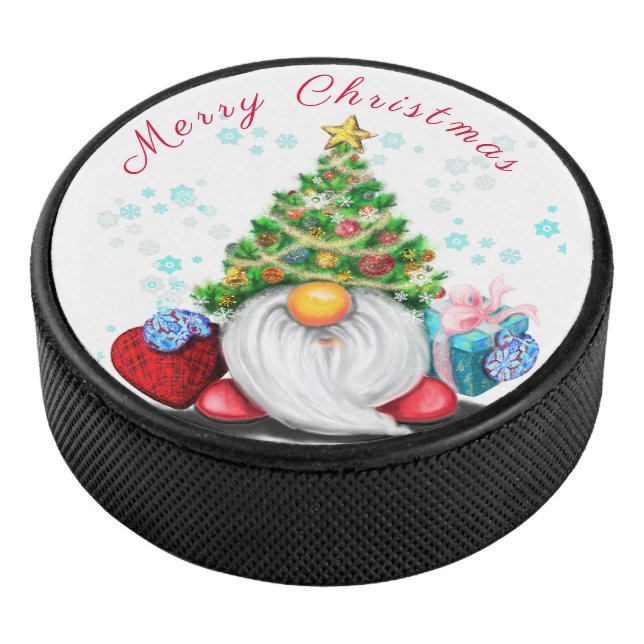Cute Christmas Gnome Hockey Puck (3/4)