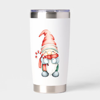 Cute Christmas gnome holding a candy cane Insulated Tumbler