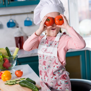 Cute Christmas Gnome Holiday Baking Custom Name Apron