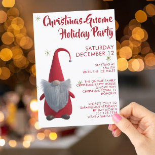 Cute Christmas Gnome Holiday Party Invitation