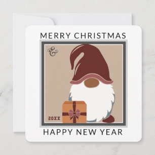 Cute Christmas Gnome in Muted Colors Holiday Card
