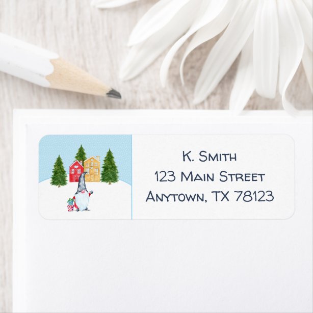 Gnomes In Snow Return Address Labels | Zazzle