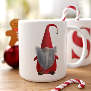 Cute Christmas Gnome Monogram Giant Coffee Mug