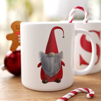 Cute Christmas Gnome Monogram Giant Coffee Mug by mothersdaisy at Zazzle