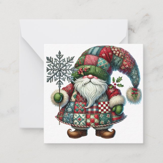 Cute Christmas Gnome Note Card (Front)