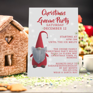 Cute Christmas Gnome Party Holiday Invitation