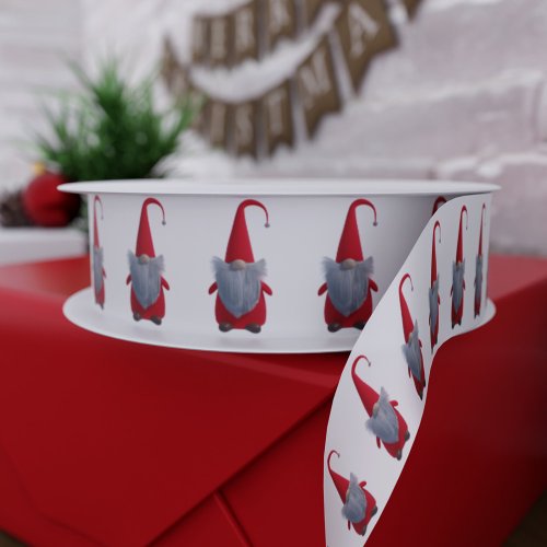 Cute Christmas Gnome Pattern Holiday Gift Satin Ribbon