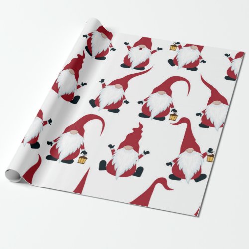 Cute Christmas Gnome Pattern Wrapping Paper