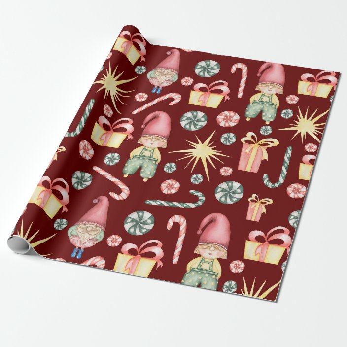 Gnome Christmas Wrapping Paper
 Cute Christmas Gnome Pattern Wrapping Paper