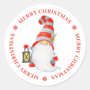 Cute Christmas Gnome Personalized Classic Round Sticker