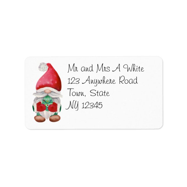 Cute Christmas Gnome Return Address Label (Front)