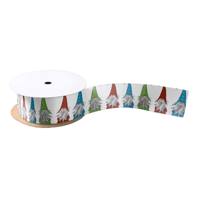 Cute Christmas Gnome  Satin Ribbon (Spool)
