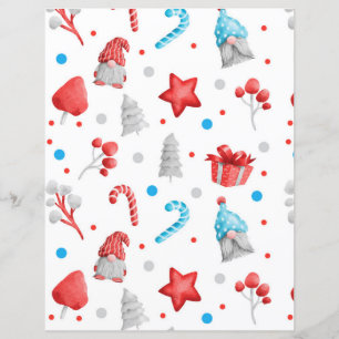 Cute Christmas Gnome Scrapbook Paper