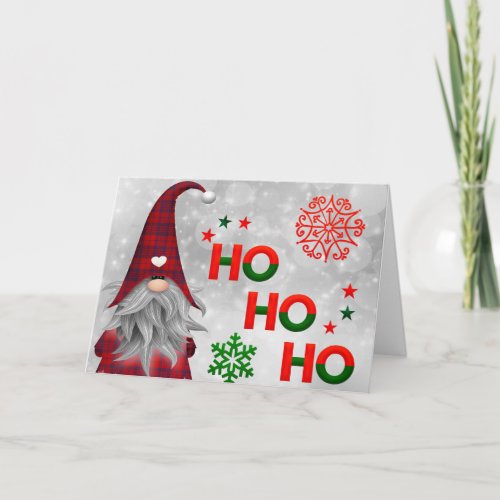 Cute Christmas Gnome Snowflake Holiday Card