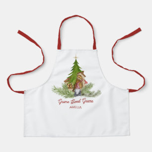Cute Christmas Gnome Sweet Gnome Personalize Kids Apron