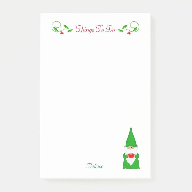 Cute Christmas Gnome Things To Do Note (Front)