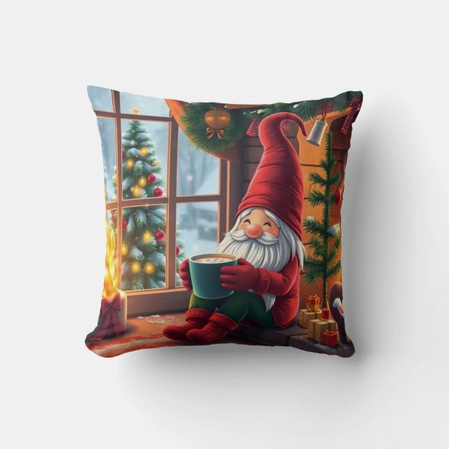 Cute Christmas gnome Throw Pillow (Front)