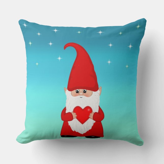 Cute Christmas Gnome Throw Pillow (Front)