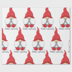 Cute Christmas Gnome Watercolor Art Wrapping Paper