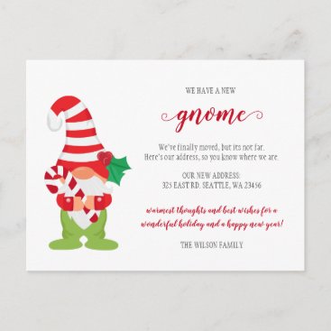 Cute Christmas Gnome We've Moved Holiday Moving Postcard