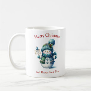 Cute Christmas gnome with blue scarf and hat Coffee Mug