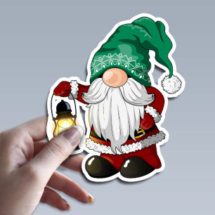 Cute Christmas Gnome with Bright Lantern Character Sticker
