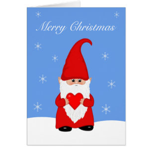 Cute Christmas Gnome with Heart Cards