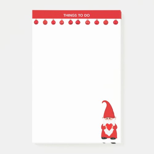 Cute Christmas Gnome with Heart Post_it Notes