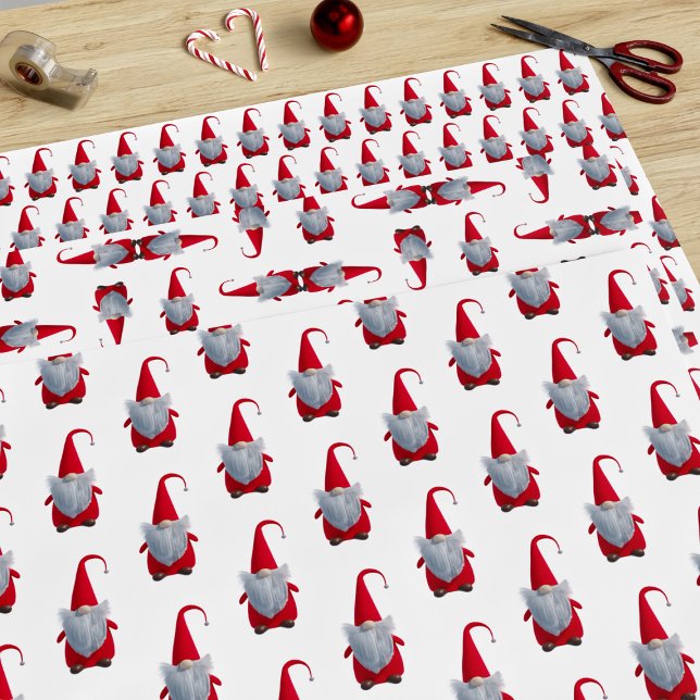 Cute Christmas Gnome Wrapping Paper Sheet (A cute Christmas gnome all dressed in red with a tall pointed hat upon his head. Perfect!)