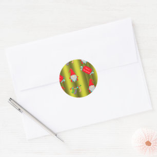 Cute Christmas Gnomes Classic Round Sticker