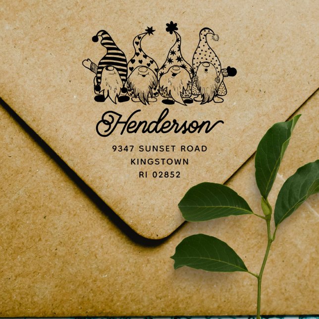 Cute Christmas Gnomes Family Return Address Self-inking Stamp (Creator Uploaded)