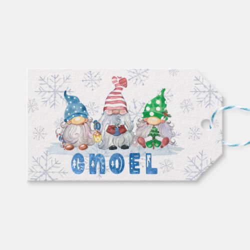 Cute Christmas Gnomes GNOEL Snowflakes TO FROM Gift Tags