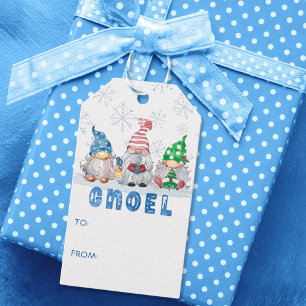 Cute Christmas Gnomes GNOEL Snowflakes TO FROM Gift Tags
