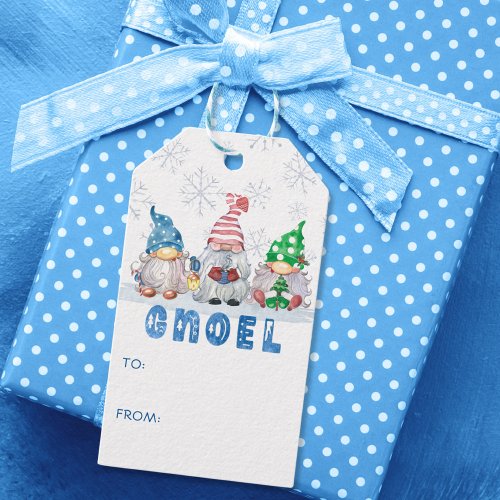 Cute Christmas Gnomes GNOEL Snowflakes TO FROM Gift Tags