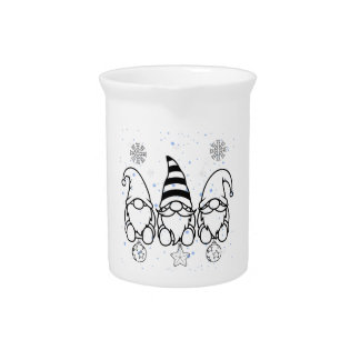 Cute Christmas Gnomes Holiday Design. Beverage Pitcher
