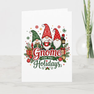 Cute Christmas Gnomes Holiday Design Card