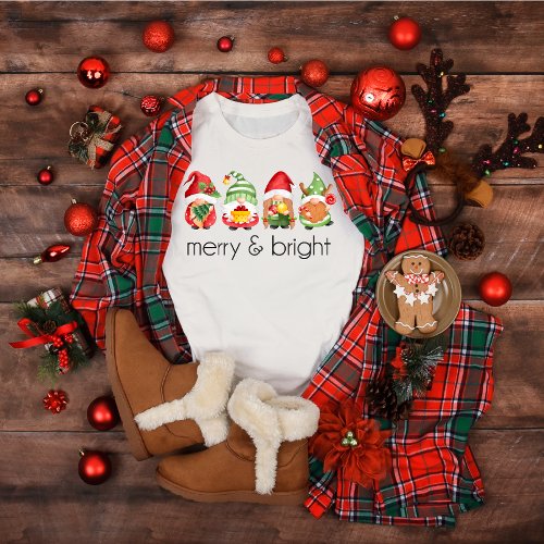 Cute Christmas Gnomes Merry  Bright T_Shirt