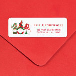 Cute Christmas Gnomes Return Address Label<br><div class="desc">Cute Christmas holiday return address labels featuring three Scandinavian-style gnomes with a seasonal red and green hats. Easily personalize your name and address in red typography.</div>