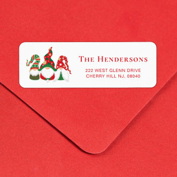 Cute Christmas Gnomes Return Address Label by JulieHortonDesigns at Zazzle
