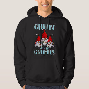 Cute Christmas Gnomes Santa Hats Chillin' With My Hoodie