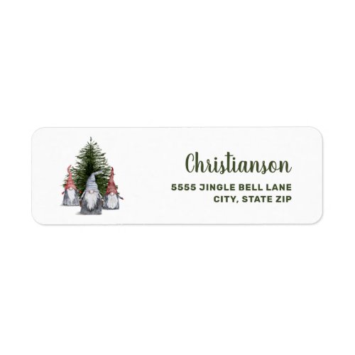 Cute Christmas Gnomes Tree  Label