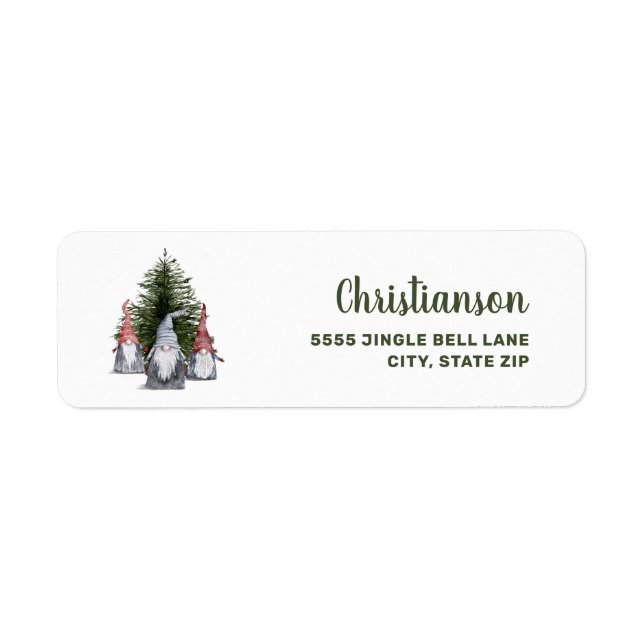 Cute Christmas Gnomes Tree  Label (Front)