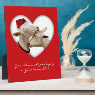 Cute Christmas Goat Couple Plaque